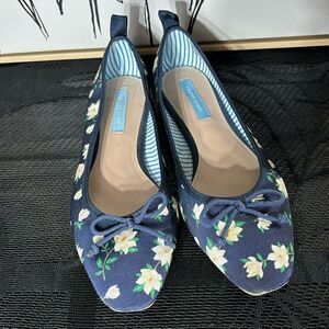 Draper James Taylor ballet flat floral 7.5 preppy polished bow